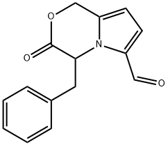 1H-Pyrrolo[2,1-c][1,4]oxazine-6-carboxaldehyde, 3,4-dihydro-3-oxo-4-(phenylmethyl)- 구조식 이미지