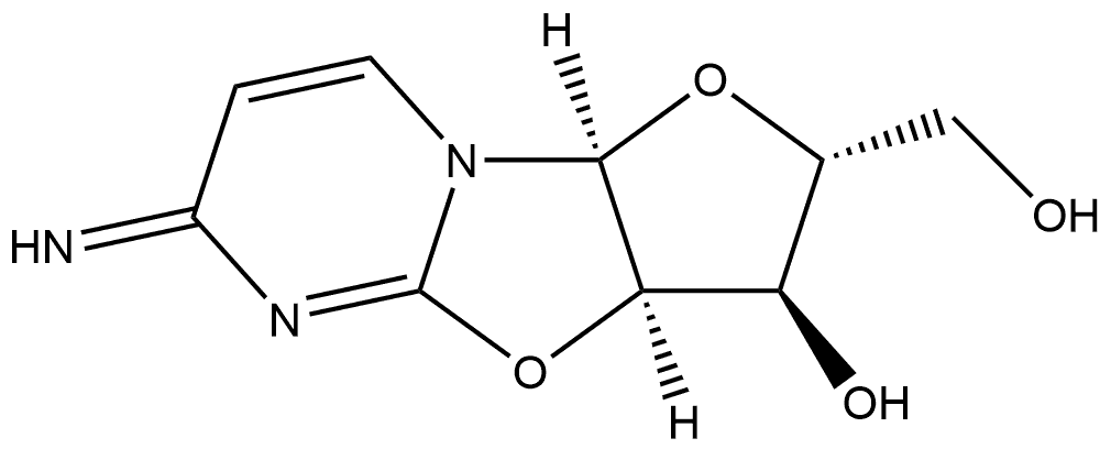 6H-Furo[2',3':4,5]oxazolo[3,2-a]pyrimidine-2-methanol, 2,3,3a,9a-tetrahydro-3-hydroxy-6-imino-, [2R-(2α,3β,3aα,9aα)]- (9CI) Structure