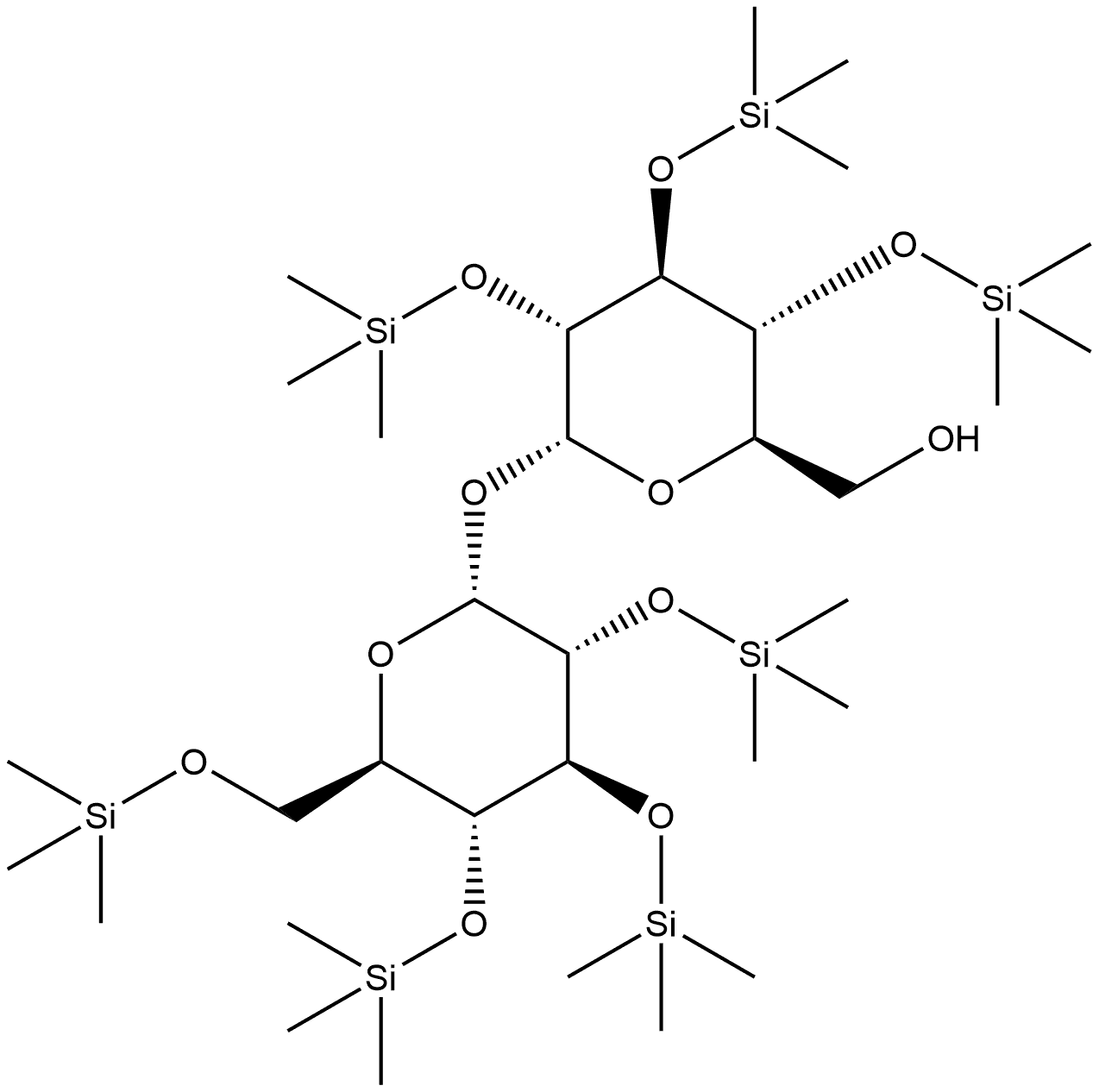 α-D-Glucopyranoside, 2,3,4-tris-O-(trimethylsilyl)-α-D-glucopyranosyl 2,3,4,6-tetrakis-O-(trimethylsilyl)- Structure