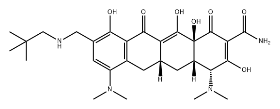 2-Naphthacenecarboxamide, 4,7-bis(dimethylamino)-9-[[(2,2-dimethylpropyl)amino]methyl]-1,4,4a,5,5a,6,11,12a-octahydro-3,10,12,12a-tetrahydroxy-1,11-dioxo-, (4R,4aS,5aR,12aS)- Structure
