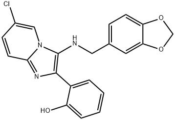 Phenol, 2-[3-[(1,3-benzodioxol-5-ylmethyl)amino]-6-chloroimidazo[1,2-a]pyridin-2-yl]- Structure