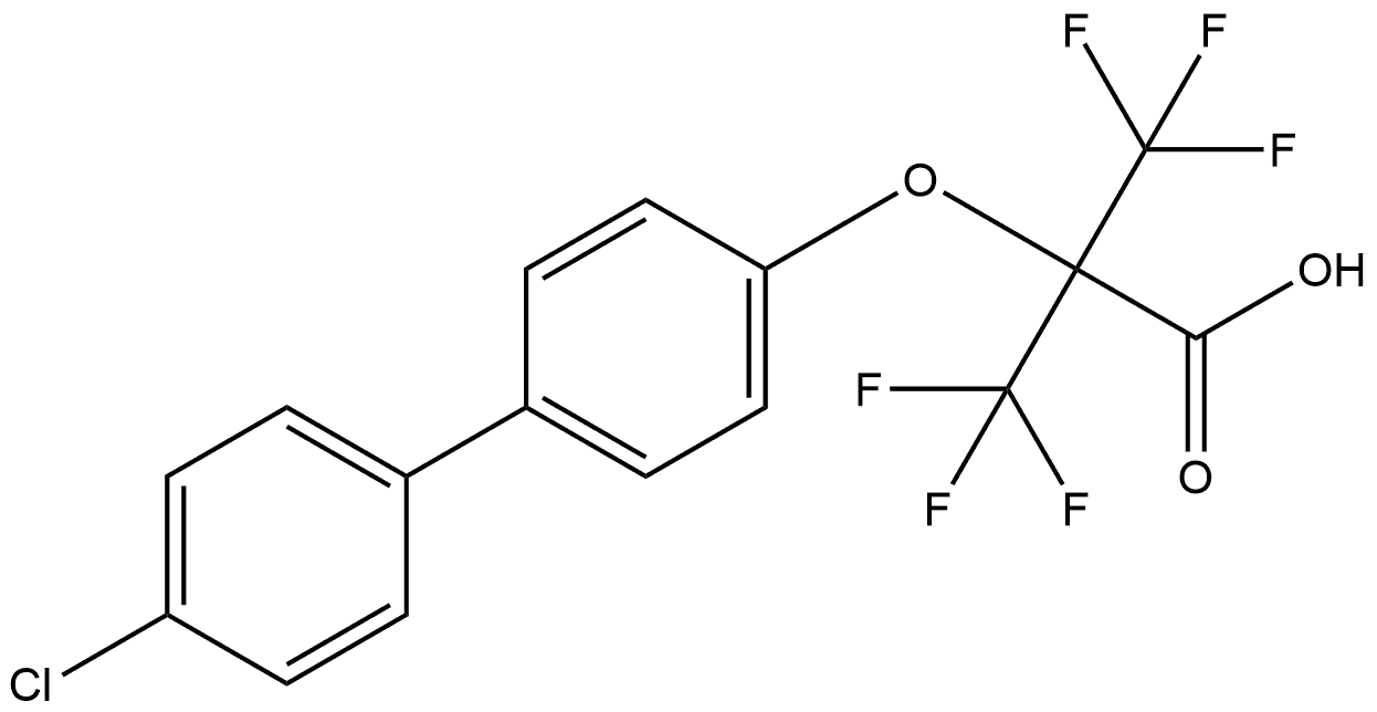 2-[(4′-Chloro[1,1′-biphenyl]-4-yl)oxy]-3,3,3-trifluoro-2-(trifluoromethyl)propanoic acid (ACI) Structure