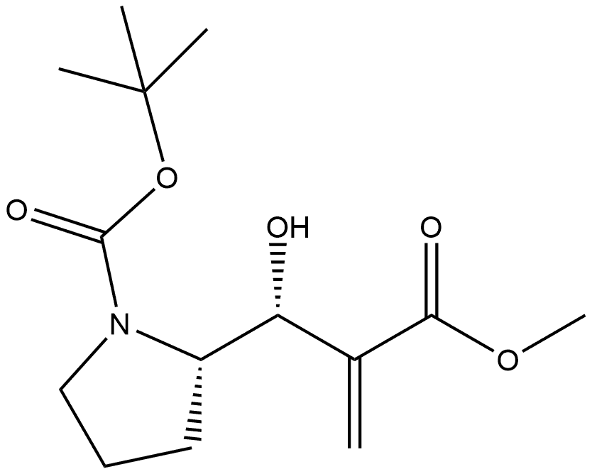 2-Pyrrolidinepropanoic acid, 1-[(1,1-dimethylethoxy)carbonyl]-β-hydroxy-α-methylene-, methyl ester, (βR,2S)- Structure