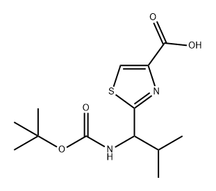 4-Thiazolecarboxylic acid, 2-[1-[[(1,1-dimethylethoxy)carbonyl]amino]-2-methylpropyl]- Structure