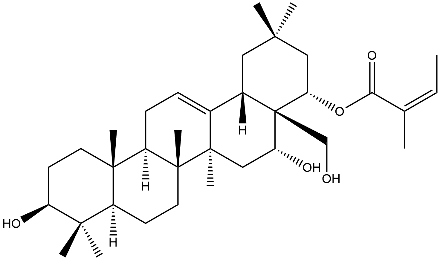 Olean-12-ene-3,16,22,28-tetrol, 22-(2-methyl-2-butenoate), [3β,16α,22α(Z)]- (9CI) 구조식 이미지