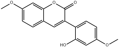 2H-1-Benzopyran-2-one, 3-(2-hydroxy-4-methoxyphenyl)-7-methoxy- Structure