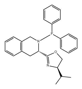 Isoquinoline, 3-[(4R)-4,5-dihydro-4-(1-methylethyl)-2-oxazolyl]-2-(diphenylphosphino)-1,2,3,4-tetrahydro-, (3S)- Structure