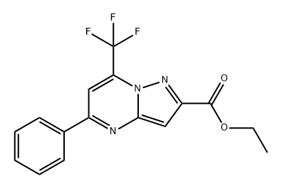 Pyrazolo[1,5-a]pyrimidine-2-carboxylic acid, 5-phenyl-7-(trifluoromethyl)-, ethyl ester Structure