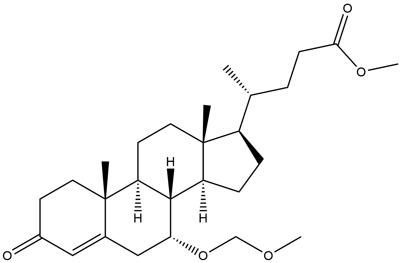 Chol-4-en-24-oic acid, 7-(methoxymethoxy)-3-oxo-, methyl ester, (7α)- Structure