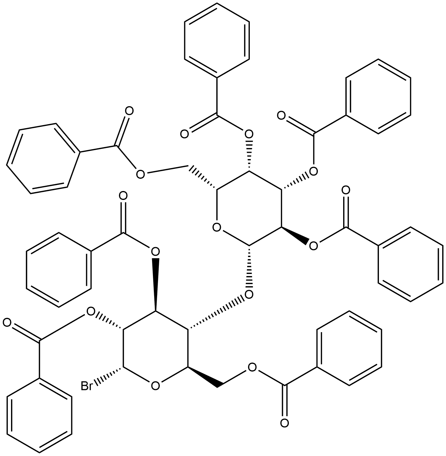 α-D-Glucopyranosyl bromide, 4-O-(2,3,4,6-tetra-O-benzoyl-β-D-galactopyranosyl)-, 2,3,6-tribenzoate 구조식 이미지