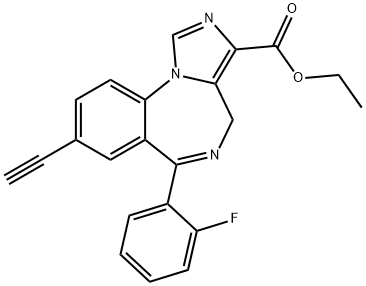 4H-Imidazo[1,5-a][1,4]benzodiazepine-3-carboxylic acid, 8-ethynyl-6-(2-fluorophenyl)-, ethyl ester Structure