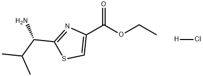 4-Thiazolecarboxylic acid, 2-[(1S)-1-amino-2-methylpropyl]-, ethyl ester, hydrochloride (1:1) Structure