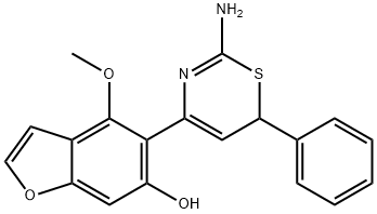 6-Benzofuranol, 5-(2-amino-6-phenyl-6H-1,3-thiazin-4-yl)-4-methoxy- Structure