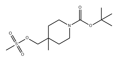 1-Piperidinecarboxylic acid, 4-methyl-4-[[(methylsulfonyl)oxy]methyl]-, 1,1-dimethylethyl ester 구조식 이미지