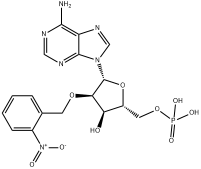 ((2R,3R,4R,5R)-5-(6-Amino-9H-purin-9-yl)-3-hydroxy-4-((2-nitrobenzyl)oxy)tetrahydrofuran-2-yl)methyl dihydrogen phosphate Structure