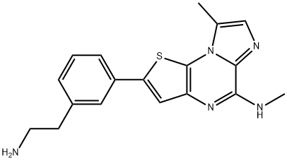 Imidazo[1,2-a]thieno[3,2-e]pyrazin-5-amine, 2-[3-(2-aminoethyl)phenyl]-N,8-dimethyl- Structure