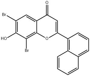 6,8-Dibromo-7-hydroxy-2-(naphthalen-1-yl)-4H-chromen-4-one 구조식 이미지