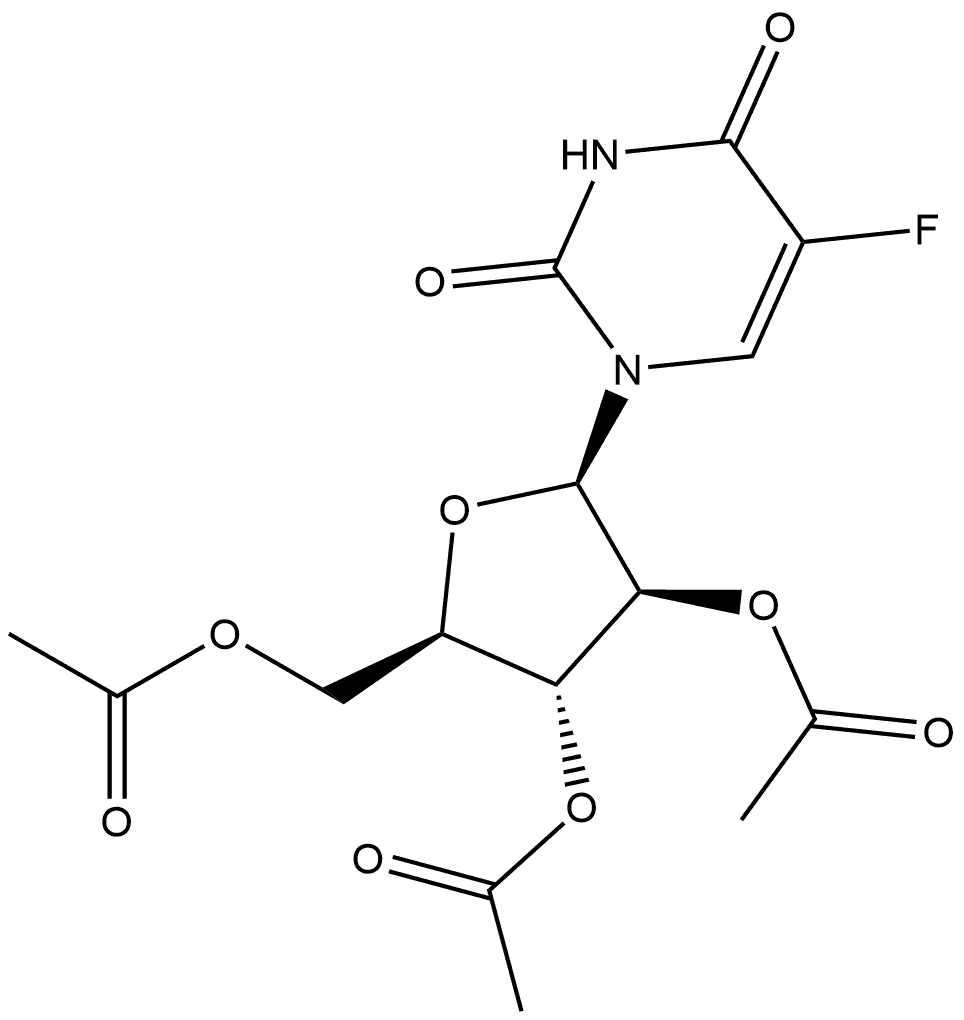 2,4(1H,3H)-Pyrimidinedione, 5-fluoro-1-(2,3,5-tri-O-acetyl-β-D-arabinofuranosyl)- 구조식 이미지