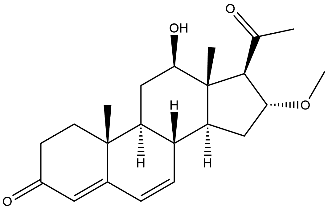 Pregna-4,6-diene-3,20-dione, 12-hydroxy-16-methoxy-, (12β,16α)- (9CI) 구조식 이미지