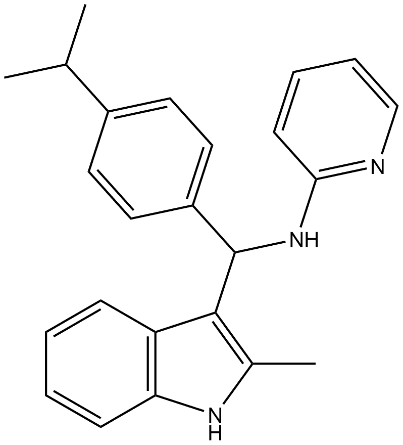 N-[(2-methyl-1H-indol-3-yl)[4-(propan-2-yl)phenyl]
methyl]pyridin-2-amine Structure