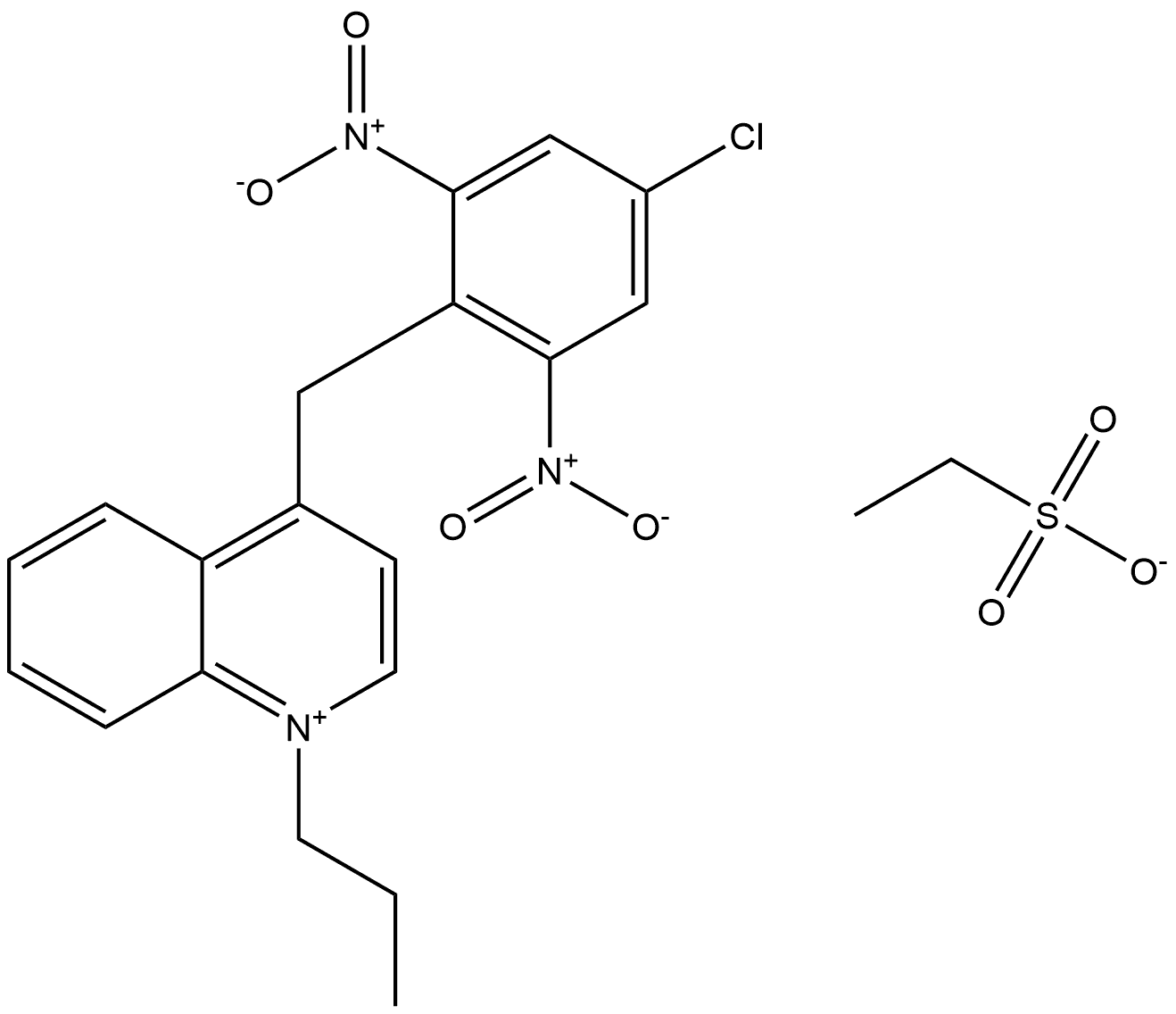 Quinolinium, 4-[(4-chloro-2,6-dinitrophenyl)methyl]-1-propyl-, ethanesulfonate (1:1) 구조식 이미지