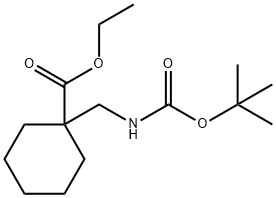 Cyclohexanecarboxylic acid, 1-[[[(1,1-dimethylethoxy)carbonyl]amino]methyl]-, ethyl ester Structure