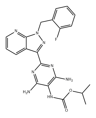 Carbamic acid, N-[4,6-diamino-2-[1-[(2-fluorophenyl)methyl]-1H-pyrazolo[3,4-b]pyridin-3-yl]-5-pyrimidinyl]-, 1-methylethyl ester Structure