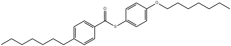 Benzenecarbothioic acid, 4-heptyl-, S-[4-(heptyloxy)phenyl] ester Structure