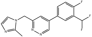 Pyridazine, 5-[3-(difluoromethyl)-4-fluorophenyl]-3-[(2-methyl-1H-imidazol-1-yl)methyl]- Structure