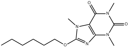 8-(Hexyloxy)-1,3,7-trimethyl-1H-purine-2,6(3H,7H)-dione 구조식 이미지