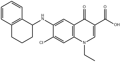 3-Quinolinecarboxylic acid, 7-chloro-1-ethyl-1,4-dihydro-4-oxo-6-[(1,2,3,4-tetrahydro-1-naphthalenyl)amino]- 구조식 이미지