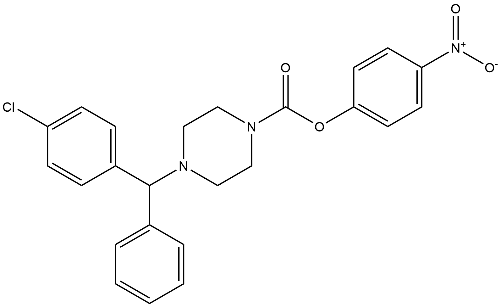 1-Piperazinecarboxylic acid, 4-[(4-chlorophenyl)phenylmethyl]-, 4-nitrophenyl ester 구조식 이미지