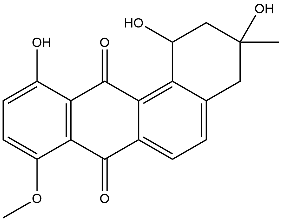 Benz[a]anthracene-7,12-dione, 1,2,3,4-tetrahydro-1,3,11-trihydroxy-8-methoxy-3-methyl-, (+)- 구조식 이미지
