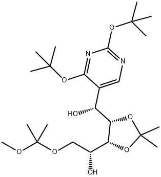 D-Ribitol, 1-C-[2,4-bis(1,1-dimethylethoxy)-5-pyrimidinyl]-5-O-(1-methoxy-1-methylethyl)-2,3-O-(1-methylethylidene)-, (1R)- 구조식 이미지