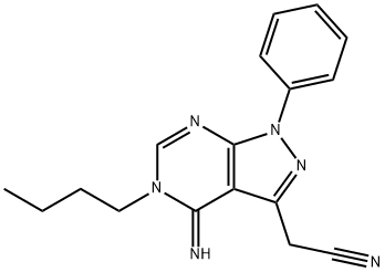 2-(5-Butyl-4-imino-1-phenyl-4,5-dihydro-1H-pyrazolo[3,4-d]pyrimidin-3-yl)acetonitrile Structure