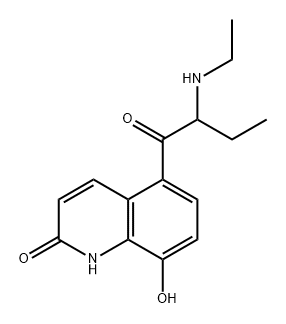 2(1H)-Quinolinone, 5-[2-(ethylamino)-1-oxobutyl]-8-hydroxy- Structure