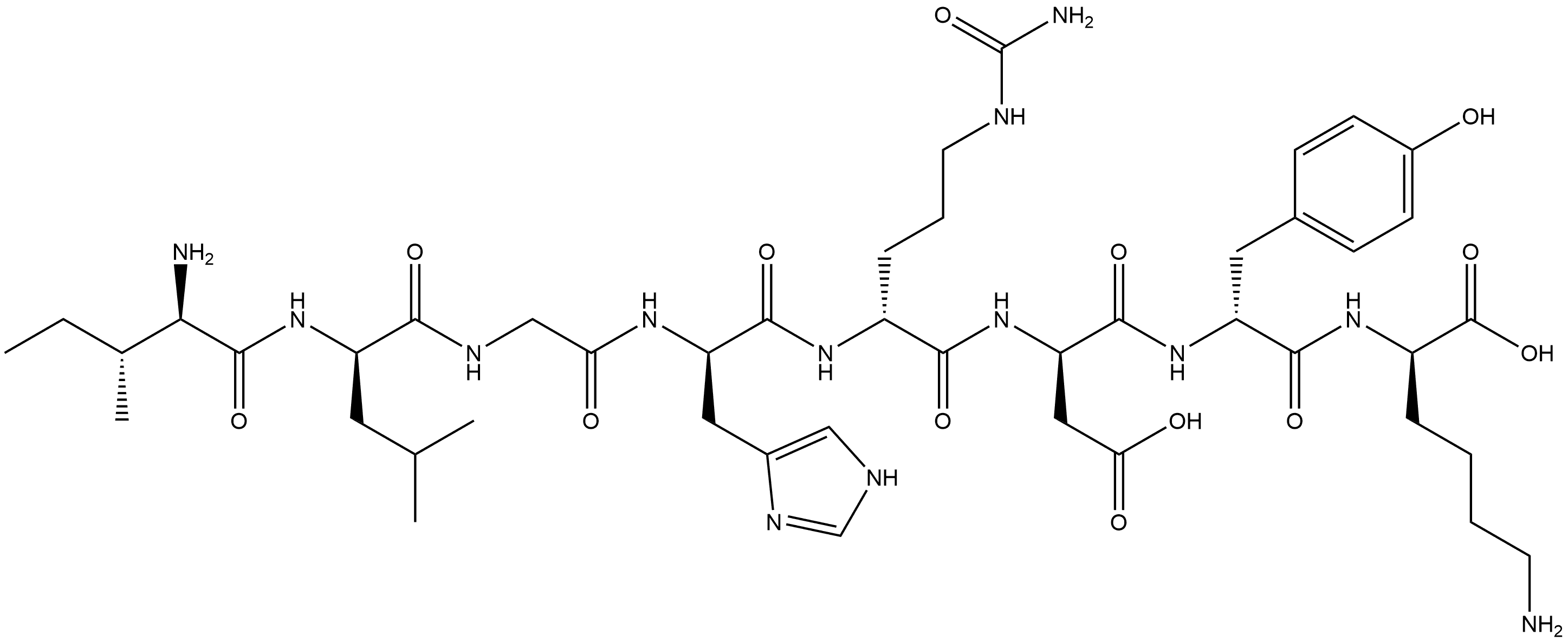 D-Lysine, D-isoleucyl-D-leucylglycyl-D-histidyl-N5-(aminocarbonyl)-D-ornithyl-D-α-aspartyl-D-tyrosyl- Structure