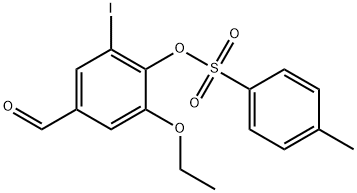 2-ethoxy-4-formyl-6-iodophenyl 4-methyl-1-benzenesulfonate 구조식 이미지