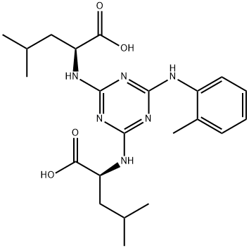 (2S,2'S)-2,2'-((6-(o-Tolylamino)-1,3,5-triazine-2,4-diyl)bis(azanediyl))bis(4-methylpentanoic acid) Structure