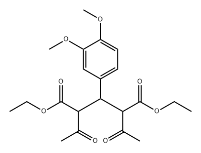 Pentanedioic acid, 2,4-diacetyl-3-(3,4-dimethoxyphenyl)-, 1,5-diethyl ester 구조식 이미지