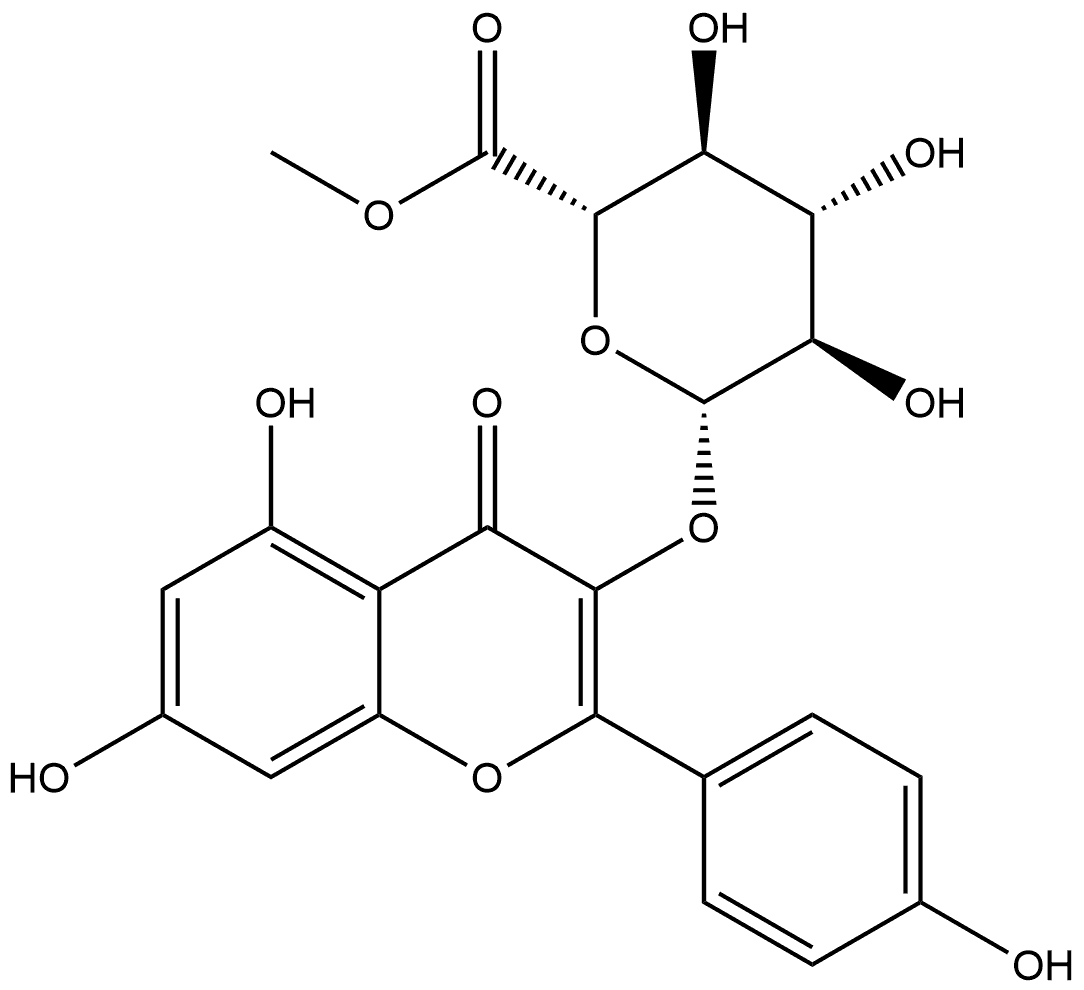 β-D-Glucopyranosiduronic acid, 5,7-dihydroxy-2-(4-hydroxyphenyl)-4-oxo-4H-1-benzopyran-3-yl, methyl ester Structure