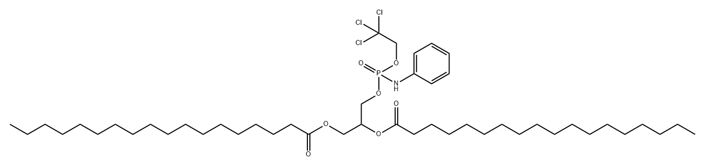 Octadecanoic acid, 1,1'-[1-[[[(phenylamino)(2,2,2-trichloroethoxy)phosphinyl]oxy]methyl]-1,2-ethanediyl] ester Structure