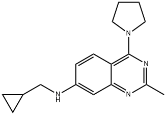 N-(Cyclopropylmethyl)-2-methyl-4-(pyrrolidin-1-yl)quinazolin-7-amine 구조식 이미지