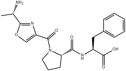 L-Phenylalanine, 1-[[2-[(1S)-1-aminoethyl]-4-oxazolyl]carbonyl]-L-prolyl- Structure