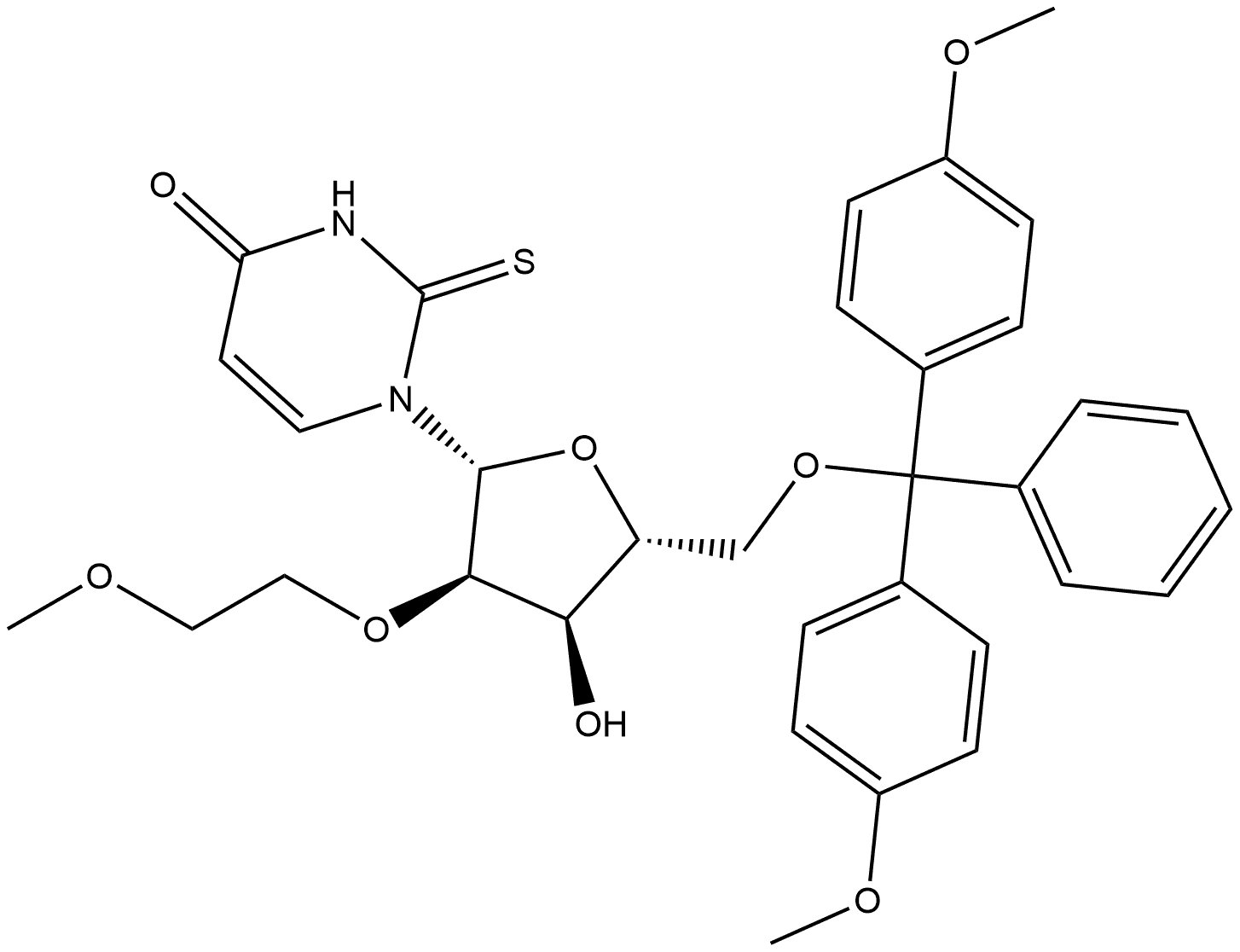 Uridine, 5'-O-[bis(4-methoxyphenyl)phenylmethyl]-2'-O-(2-methoxyethyl)-2-thio- (9CI) Structure