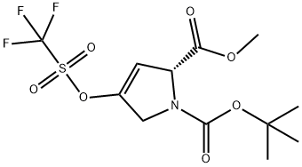 1H-Pyrrole-1,2-dicarboxylic acid, 2,5-dihydro-4-[[(trifluoromethyl)sulfonyl]oxy]-, 1-(1,1-dimethylethyl) 2-methyl ester, (2R)- Structure