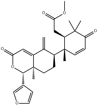 (1R,2R)-2-[(1R)-1α-(3-Furanyl)-3,5,6,7,8,8a-hexahydro-8aα-methyl-5-methylene-3-oxo-1H-2-benzopyran-6β-yl]-2,6,6-trimethyl-5-oxo-3-cyclohexene-1-acetic acid methyl ester 구조식 이미지