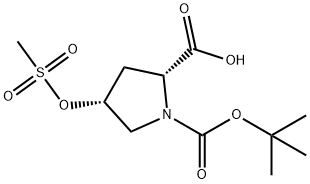 1,2-Pyrrolidinedicarboxylic acid, 4-[(methylsulfonyl)oxy]-, 1-(1,1-dimethylethyl) ester, (2R,4R)- Structure