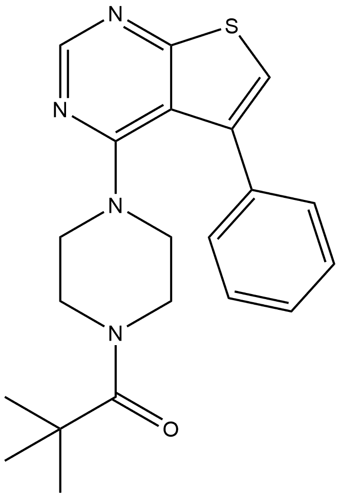2,2-Dimethyl-1-[4-(5-phenylthieno[2,3-d]pyrimidin-4-yl)-1-piperazinyl]-1-propanone 구조식 이미지