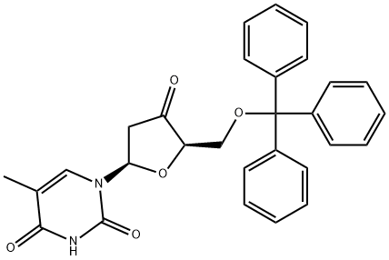 2,4(1H,3H)-Pyrimidinedione, 5-methyl-1-[(2R,5R)-tetrahydro-4-oxo-5-[(triphenylmethoxy)methyl]-2-furanyl]- 구조식 이미지